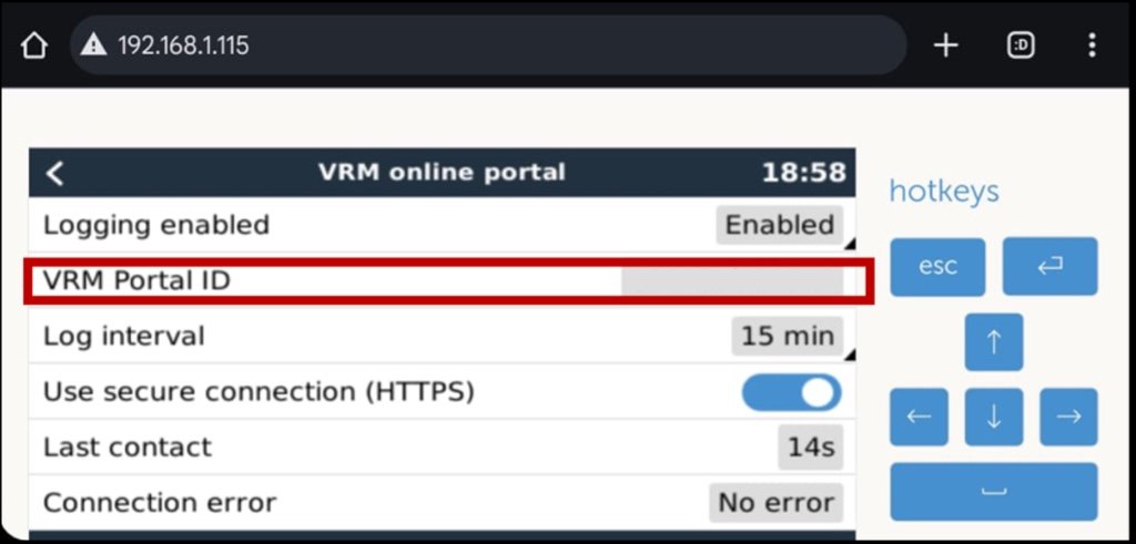 Ilustración de guia configuracion del monitoreo remoto en victron vrm